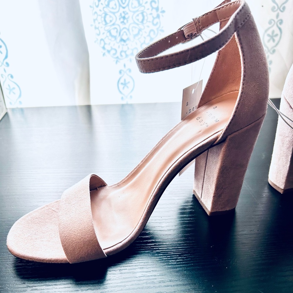 A New Day Women's Ema High Block Heel Pumps with Ankle Strap - Blush - Size 6 - Picture 2 of 4